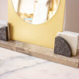 Mirror on base in brass and marble 3 colors
