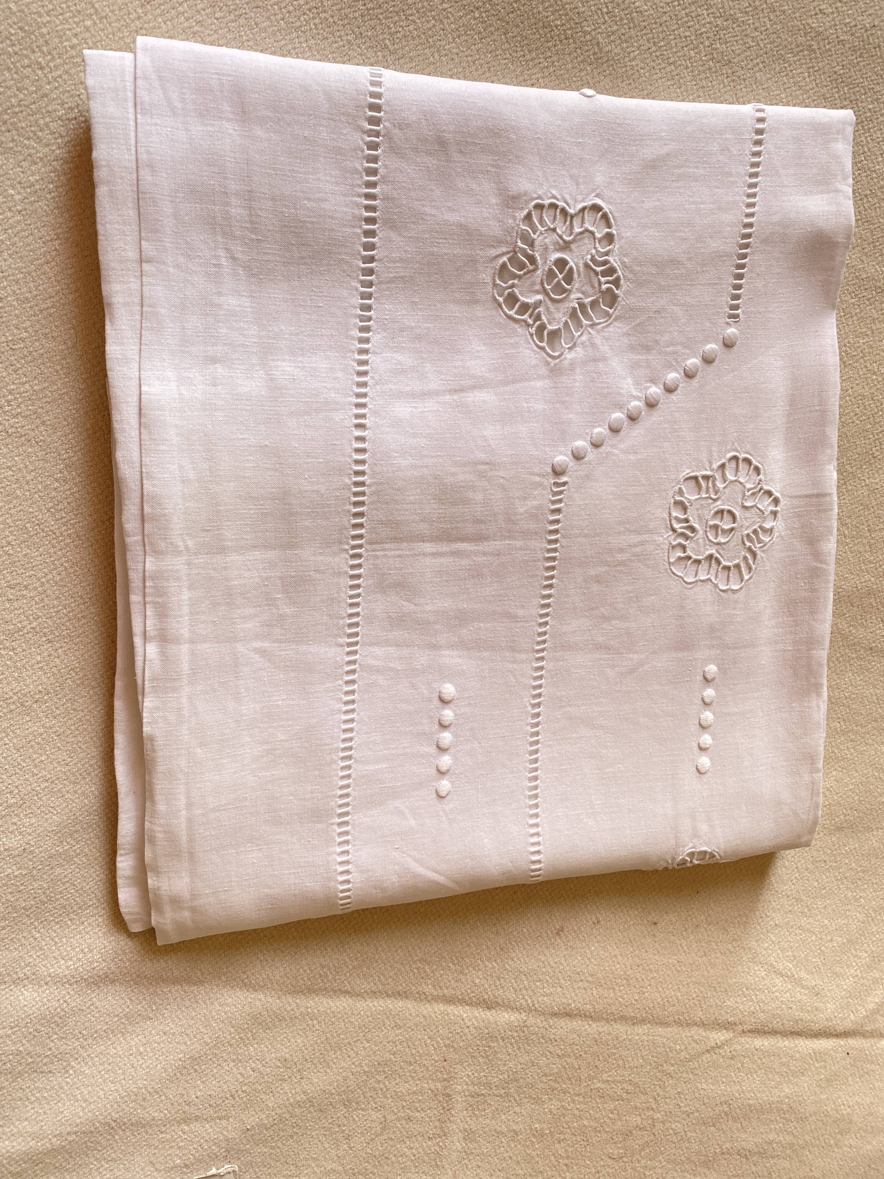 Drap monograme Jp en lin