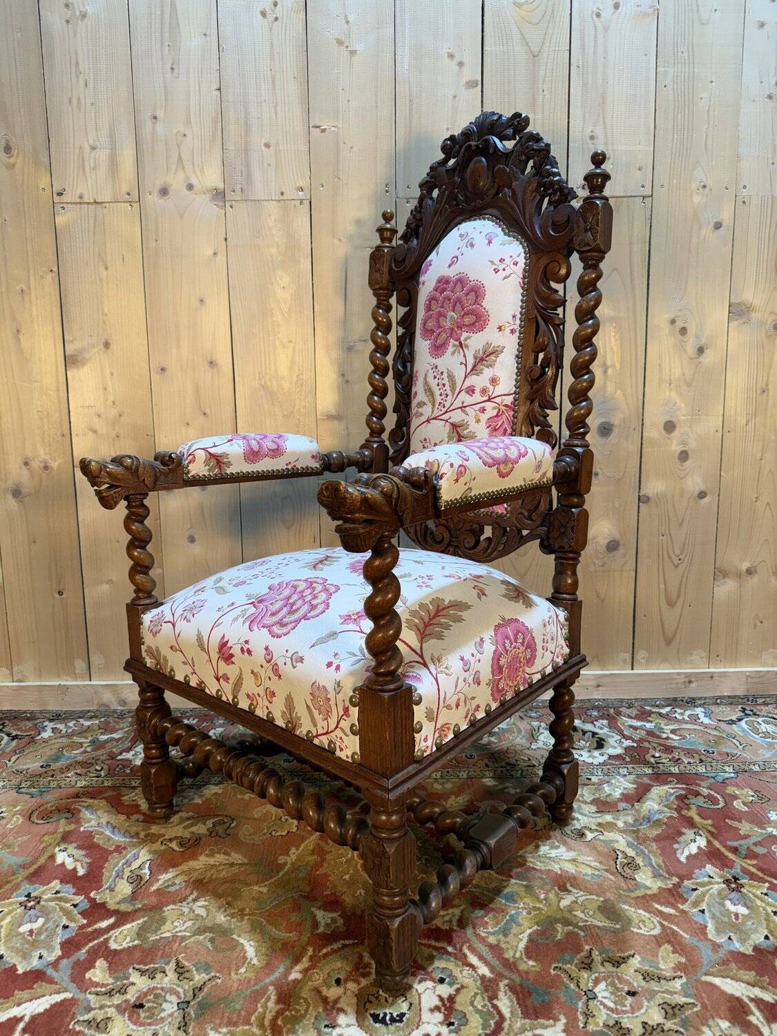Carved walnut armchair in High Period style