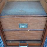 Storage cabinet locker with old wooden curtain