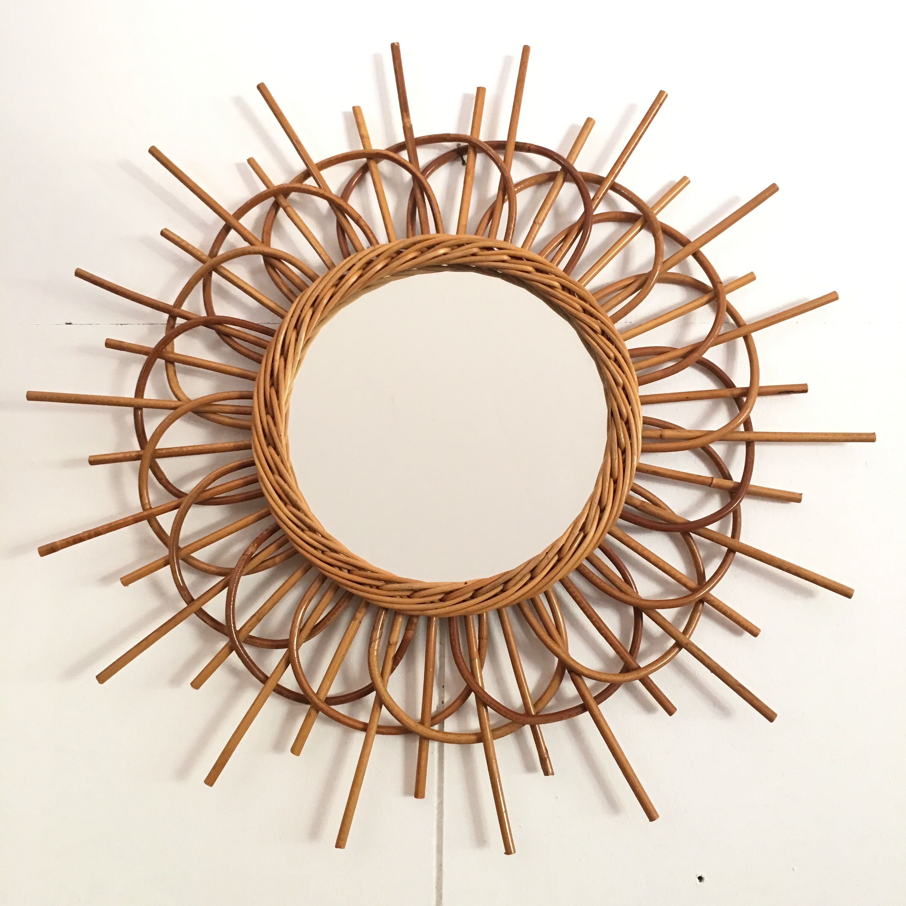 Rattan sun shape mirror 56x21cm