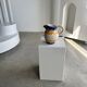 Large blue and yellow hand painted carafe H:20cm