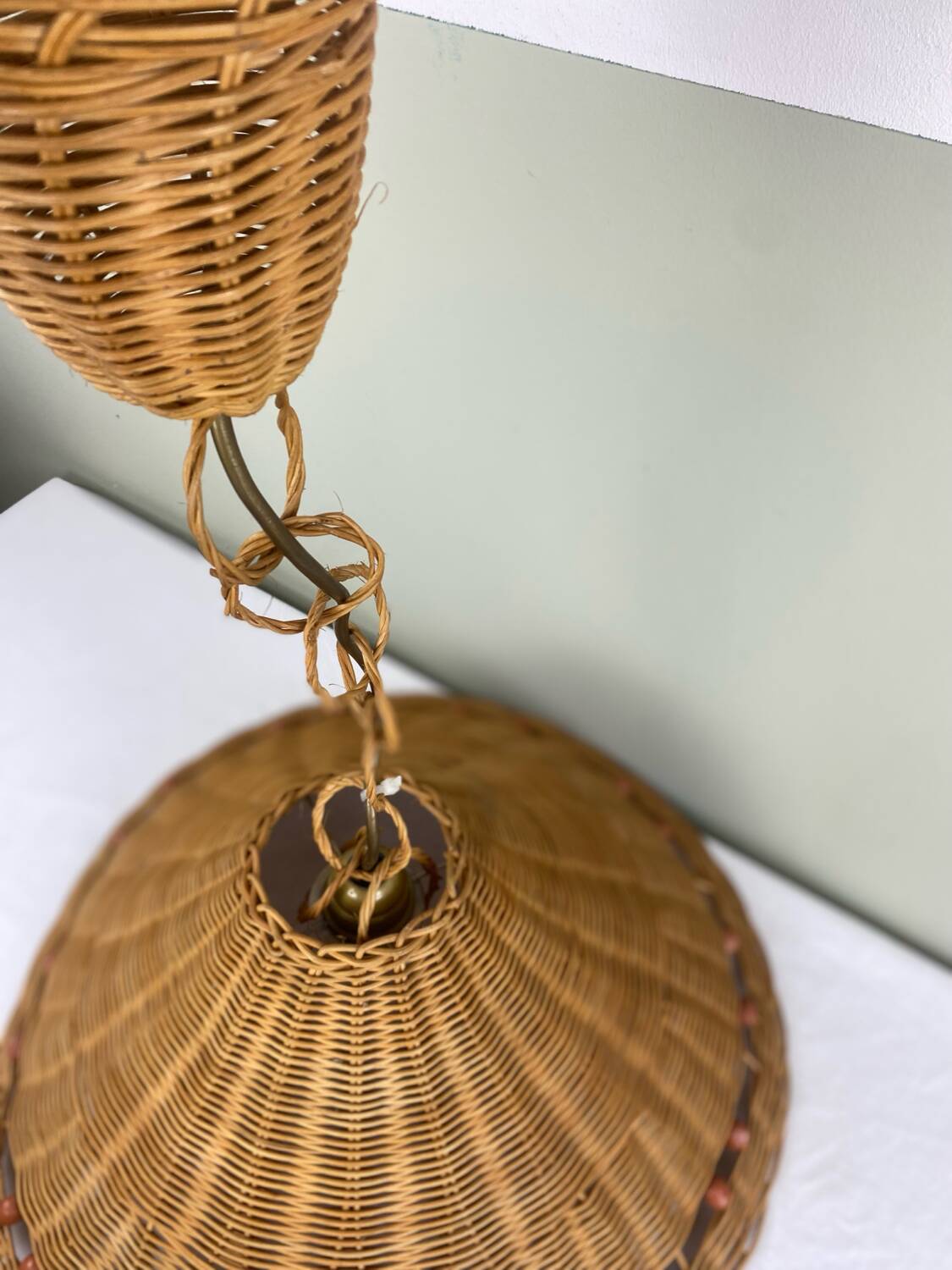 Vintage wicker pendant light
