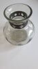 Cracked glass vase encircled with wrought iron.