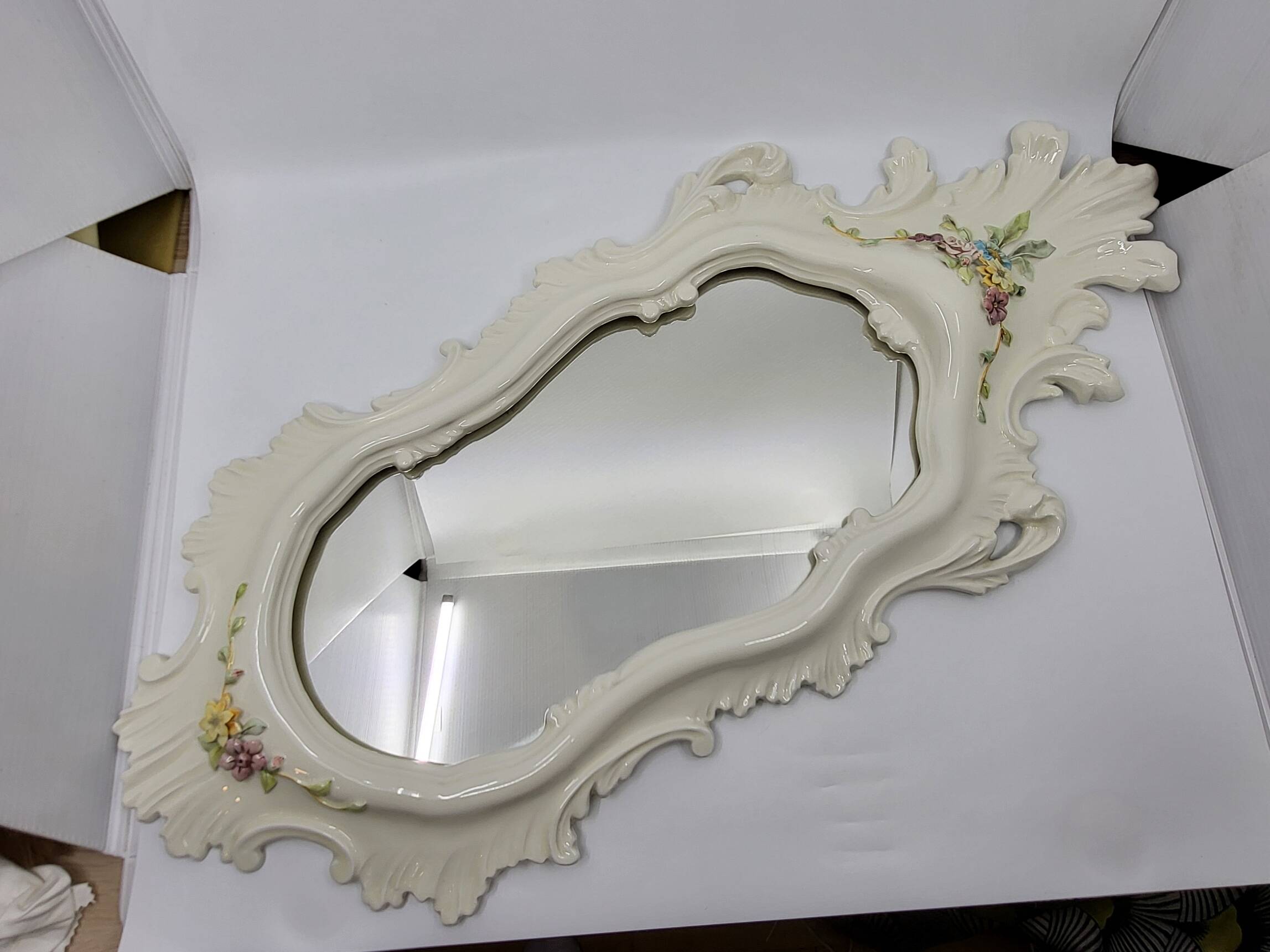 Farnesiana Mirror by Carlo Corvi in ceramic Italy 1950