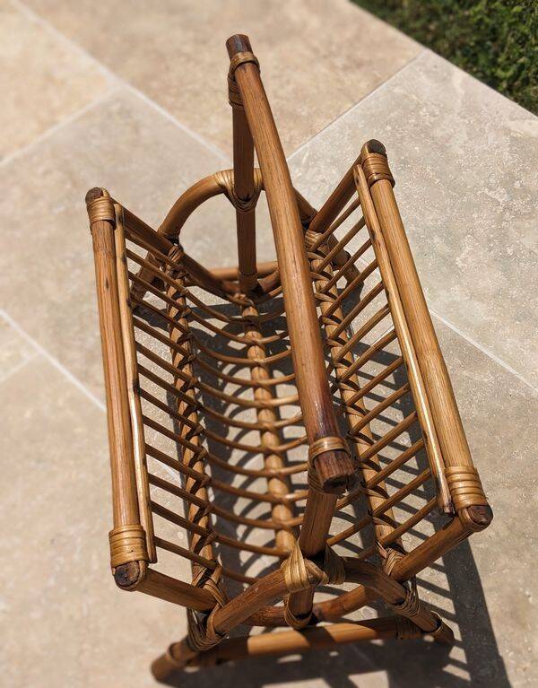 Rattan magazine rack