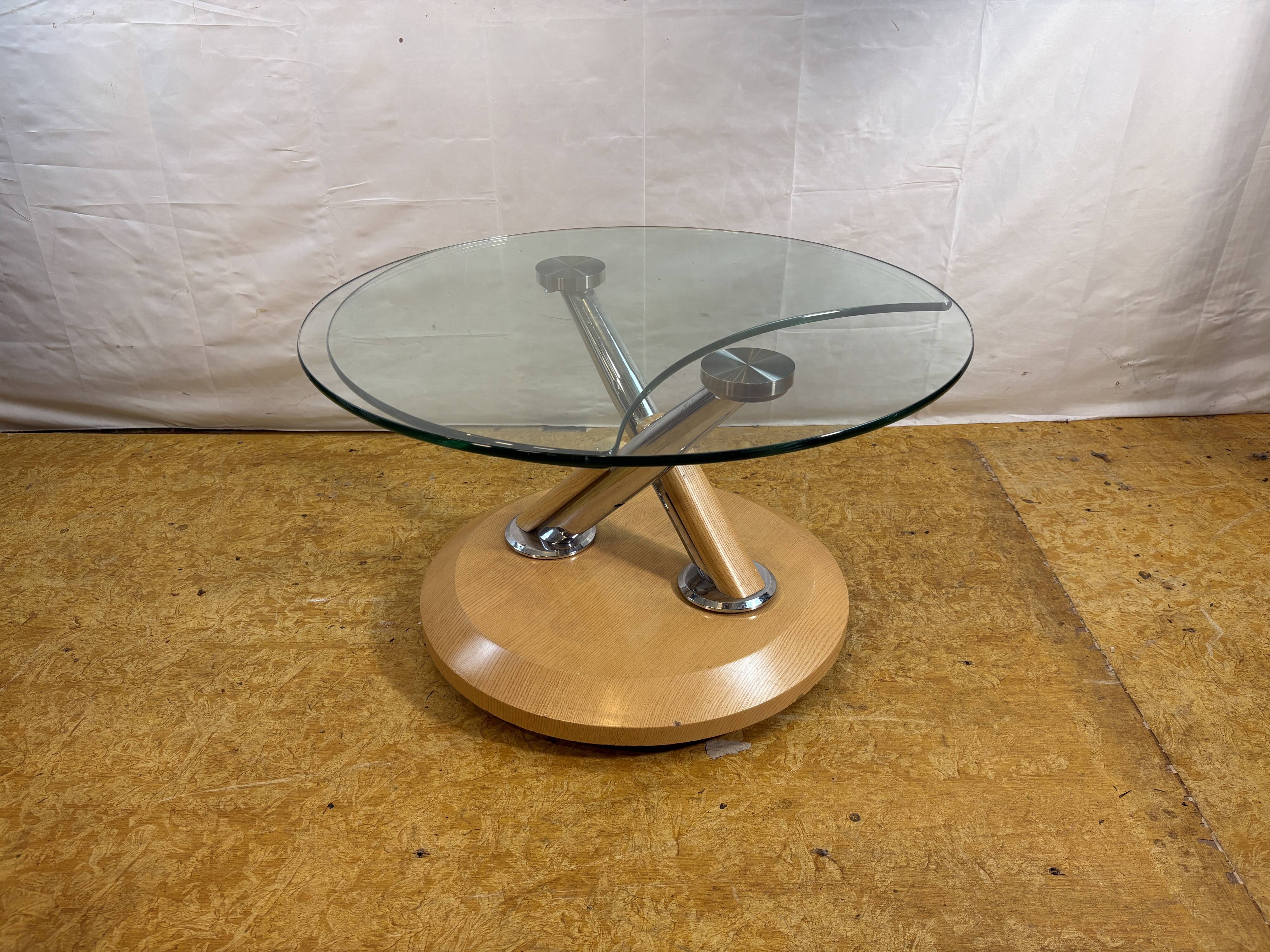 Vintage Tokyo Twist Swivel Coffee Table – Extendable Glass Top Stylish