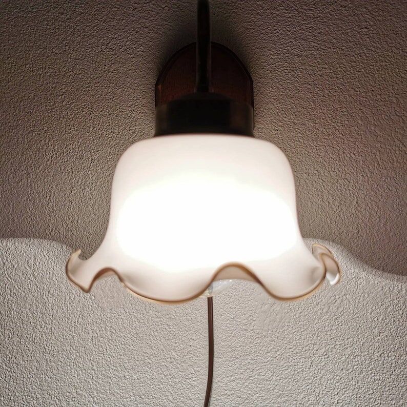 Vintage wall lamp with 70s glass cap