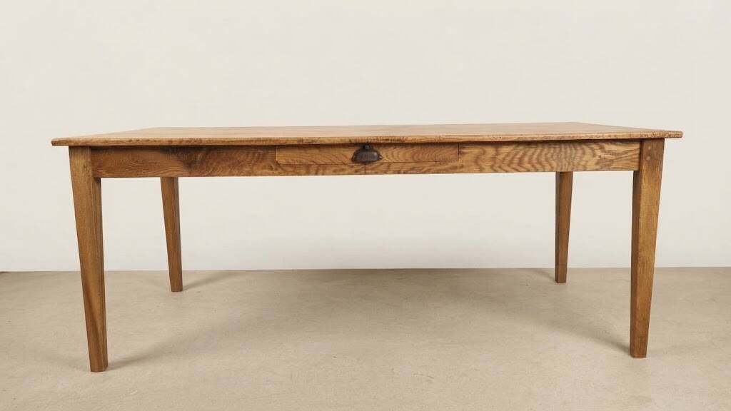Large authentic farmhouse table made of solid French oak.