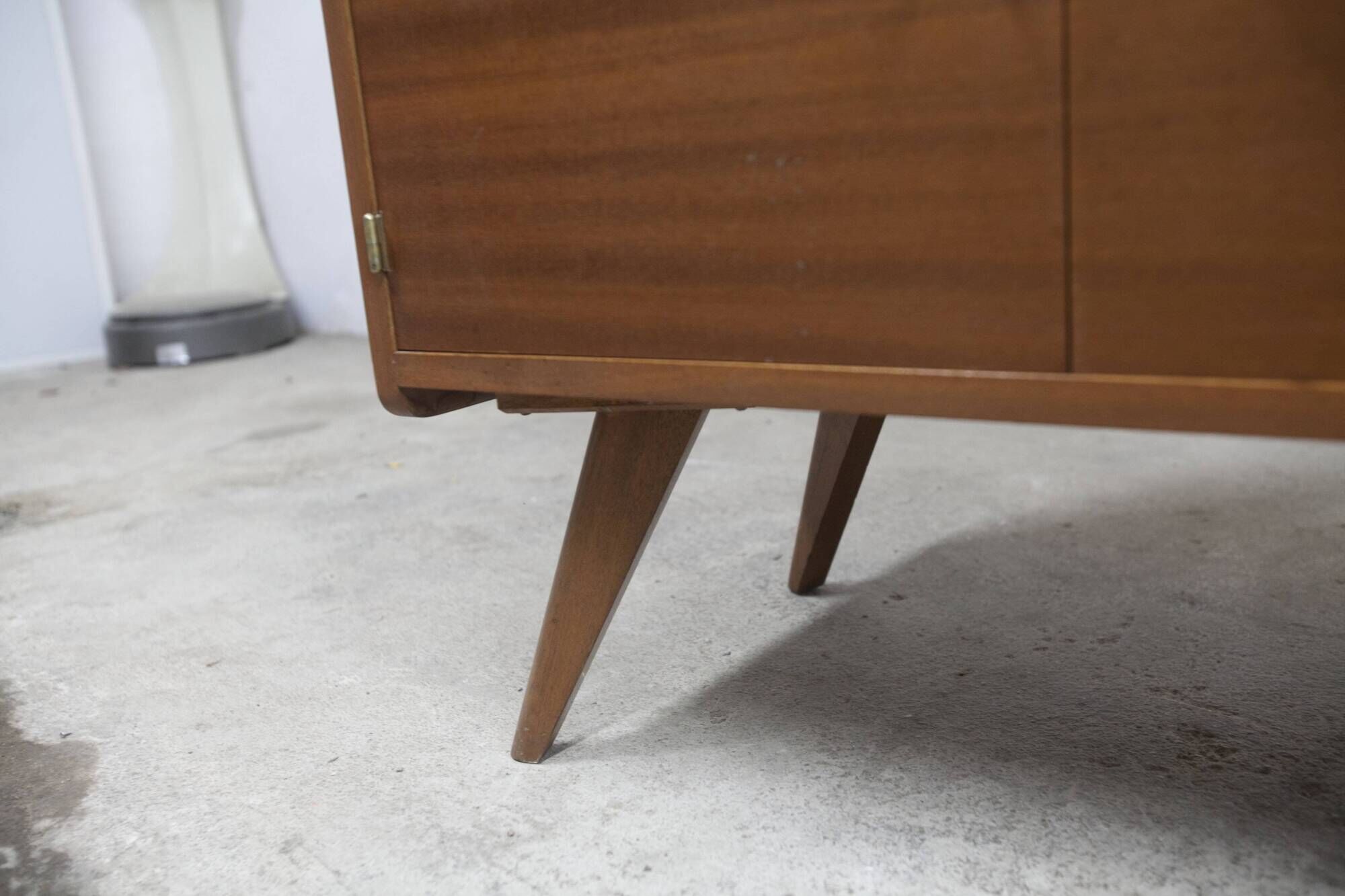 1960 Scandinavian secretary with teak compass feet and pastel yellow top