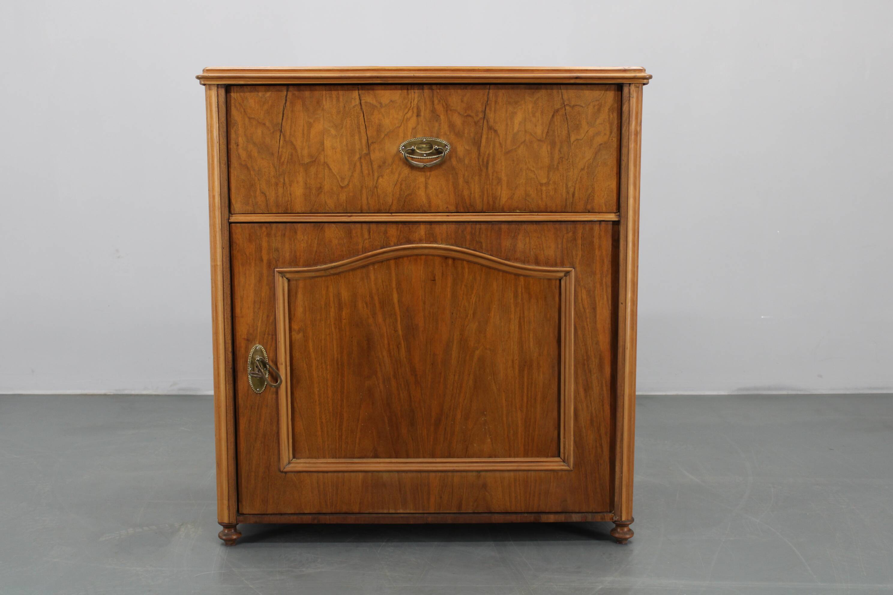 Antique Cabinet in Walnut Finish, Czechoslovakia