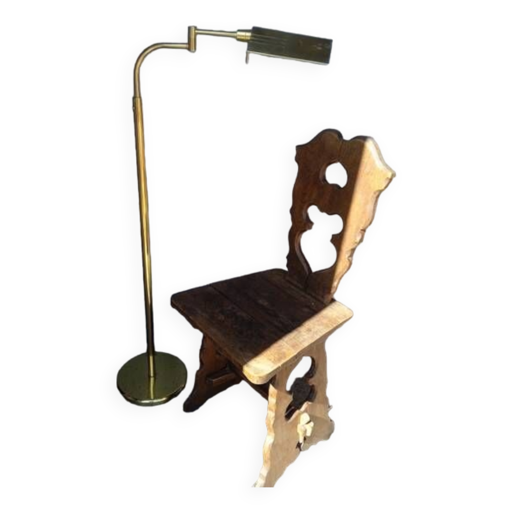 Reading light / articulated floor lamp ep 1970 golden brass