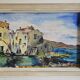 Oil painting on Isorel Marine Port Les Martigues signed (to be identified)