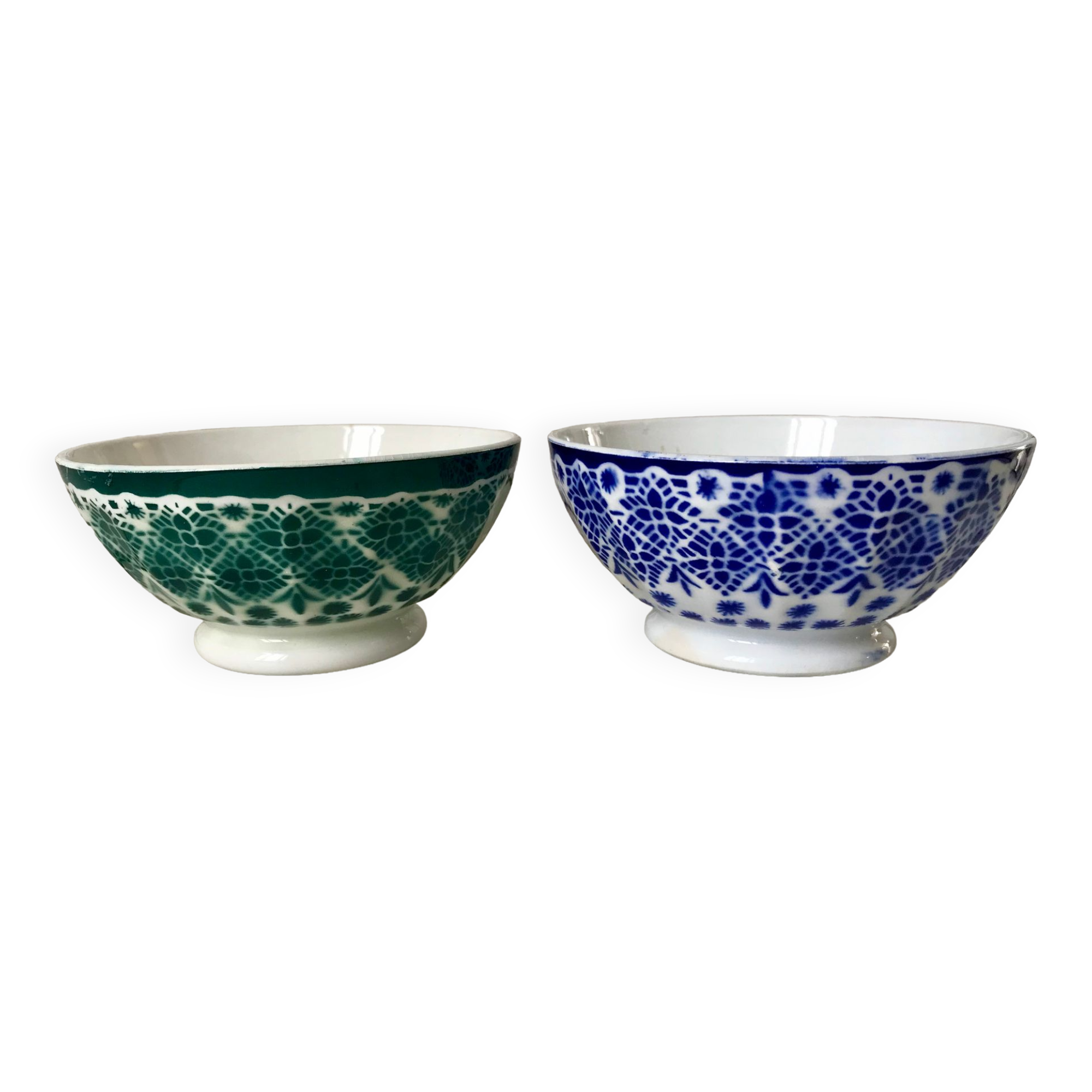 Bols en Terre de Fer bleu et vert fin XIXème