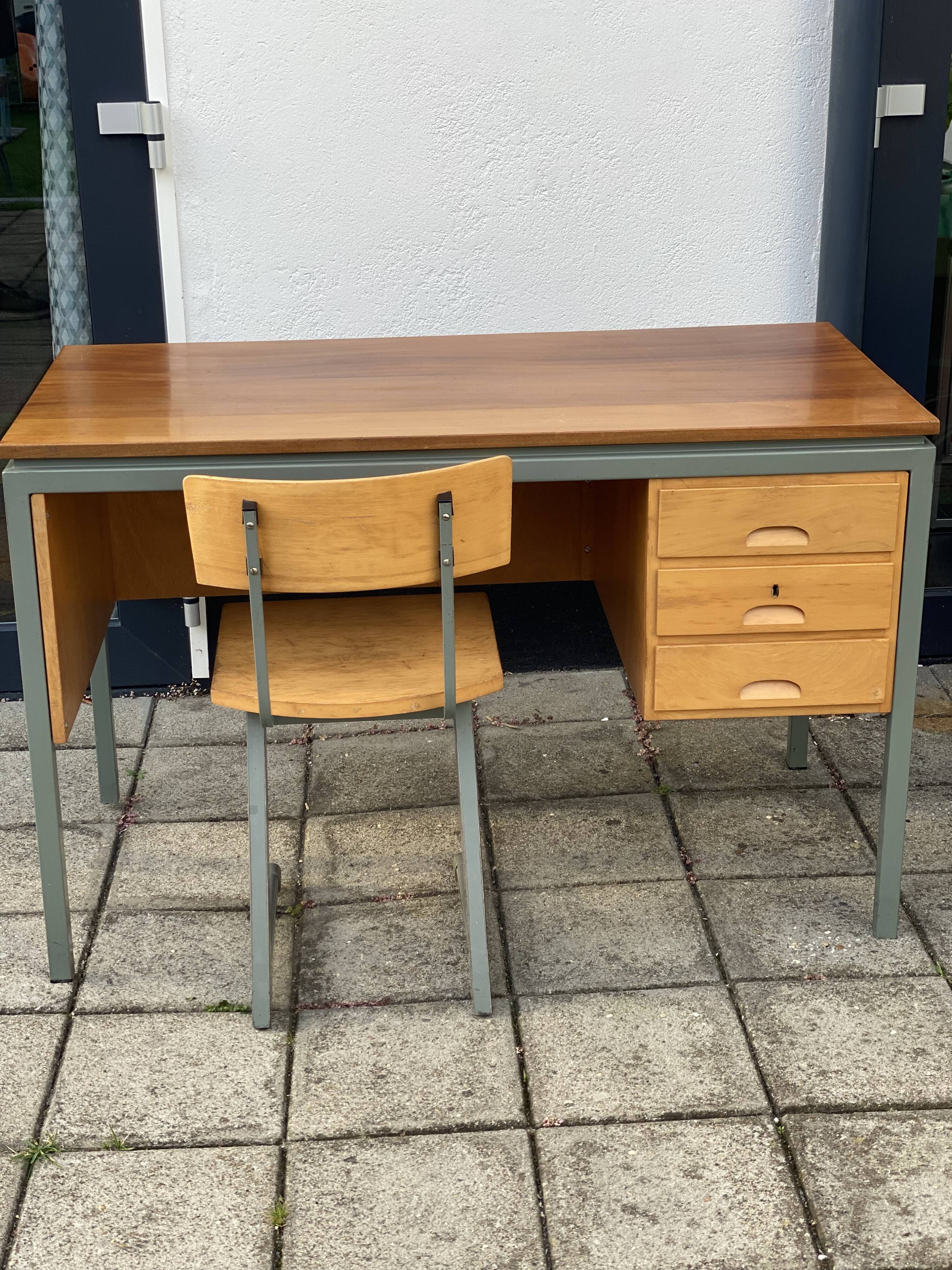 Vintage Industrial Style Office Desk and Chair