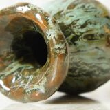 Small clay ceramic vase with glazes signed Sandrine, 2007