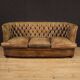 Grand canapé anglais Chesterfield en cuir des années 20