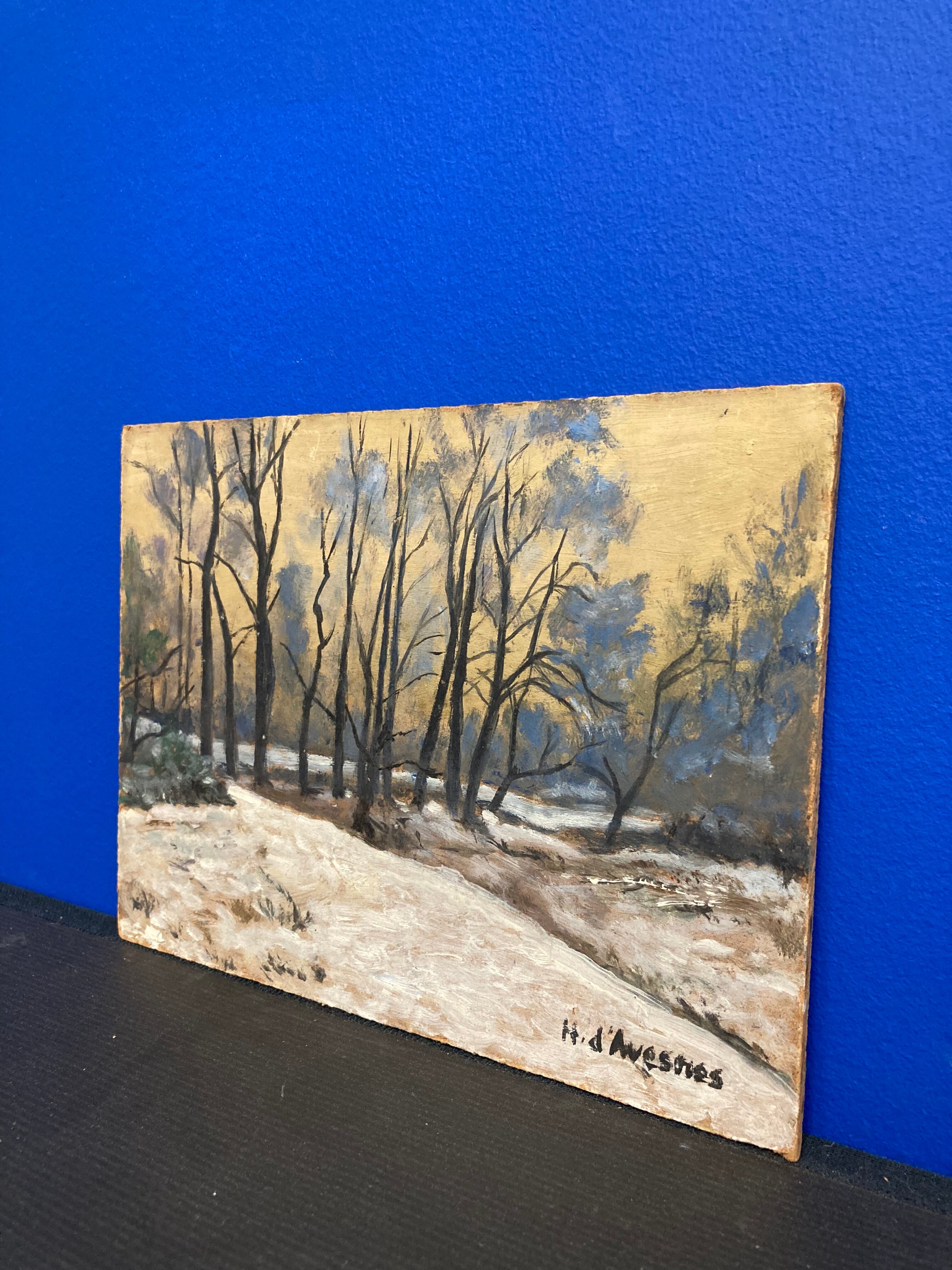 Oil on vintage landscape panel