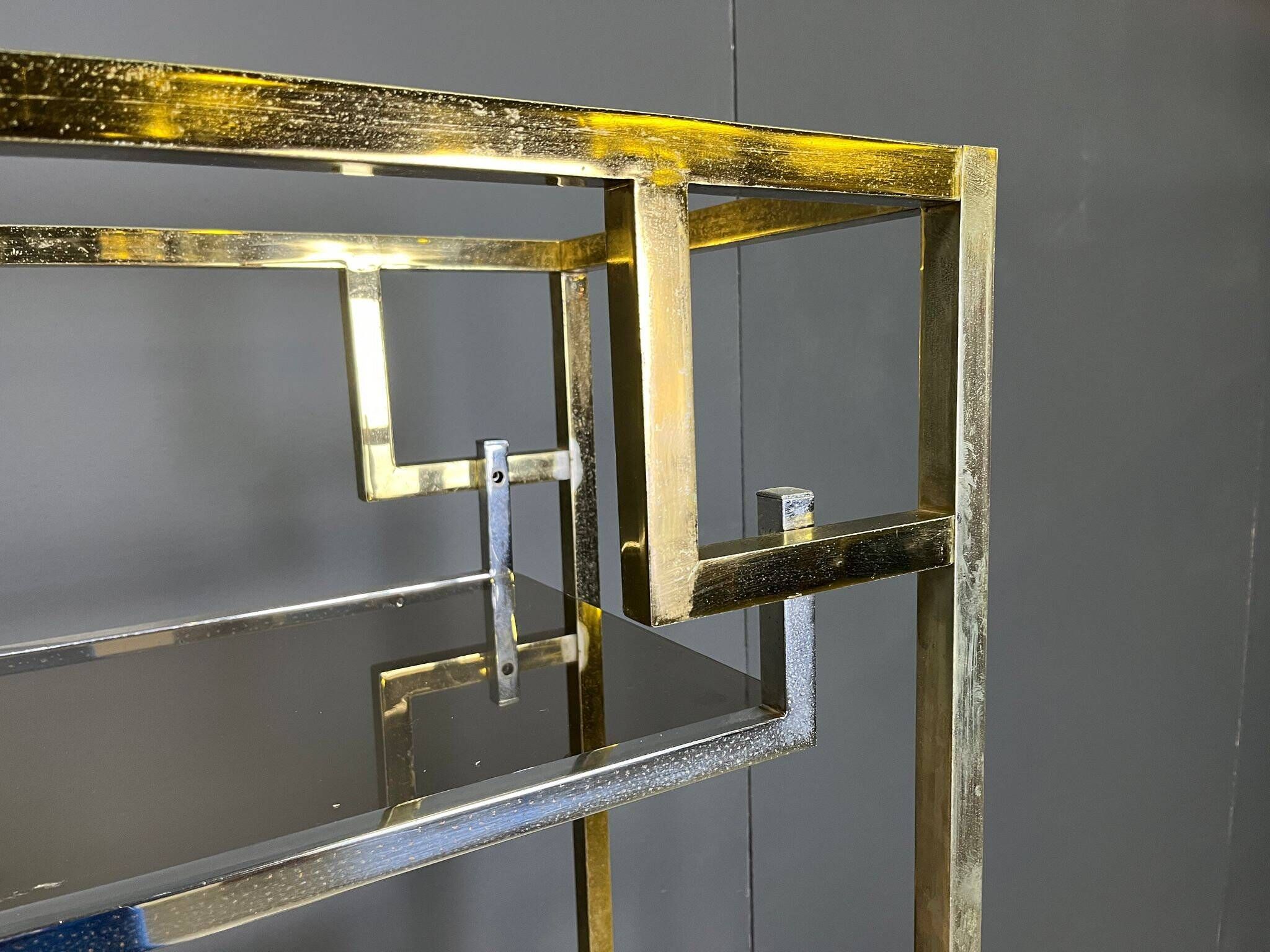 Vintage Italian brass and chrome wall unit, 1970s
