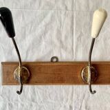 Vintage wooden wall coat rack - 4 hooks