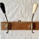 Vintage wooden wall coat rack - 4 hooks