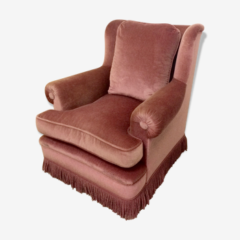 Fauteuil velours rose