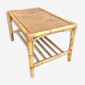Vintage coffee table in bamboo and rattan