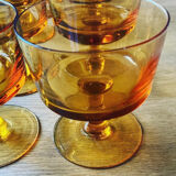 Set of 8 vintage orange glass ice cream cups.