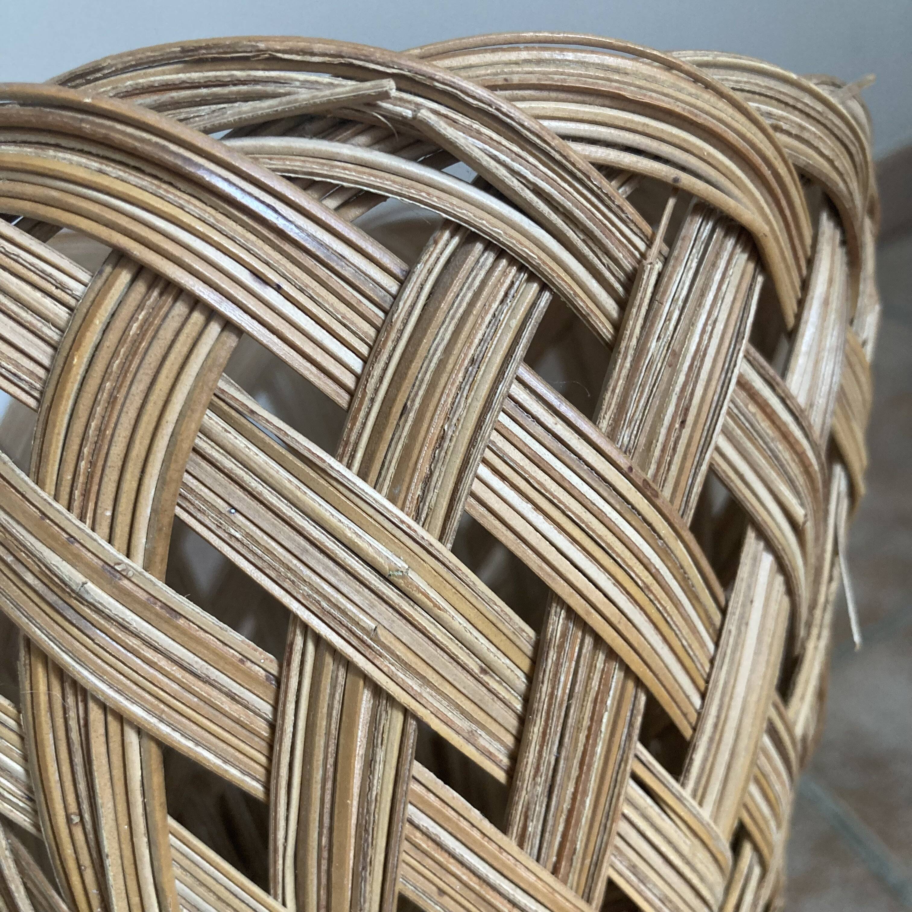 Vintage woven wicker plant pot cover