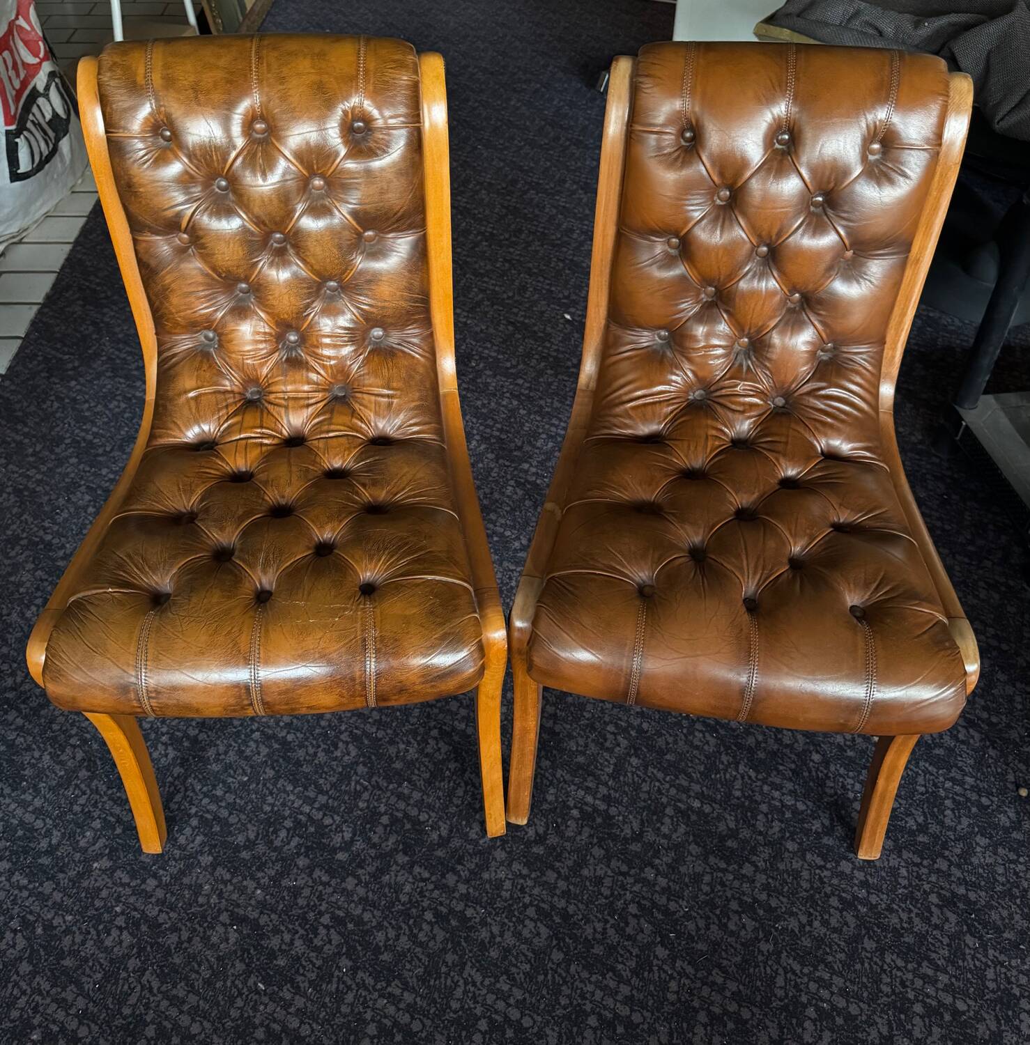 2 English Chesterfield chairs