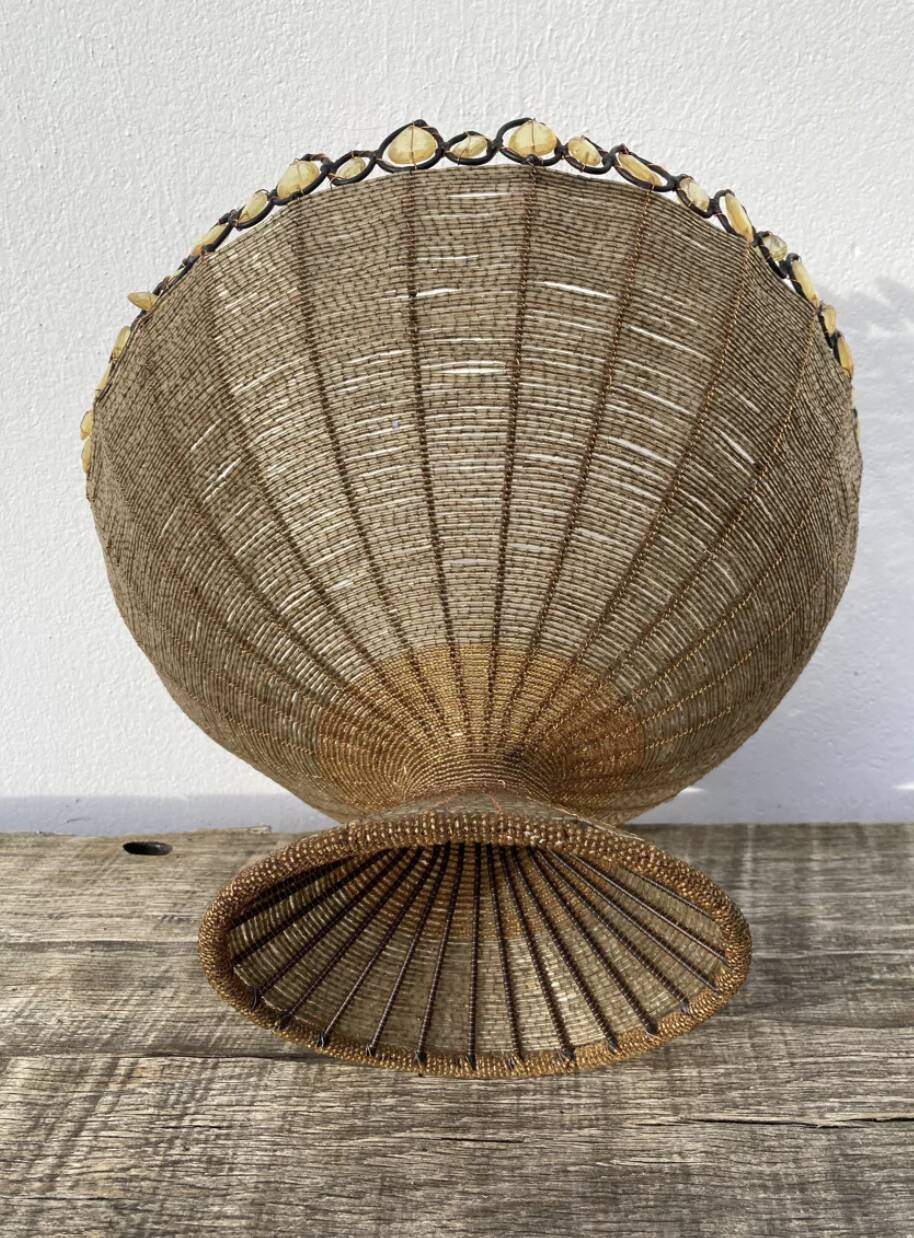 Beaded woven basket
