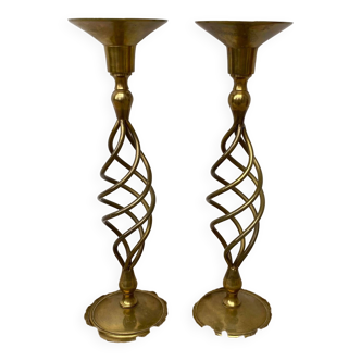 Set of large twisted candlesticks