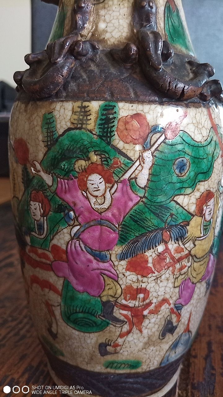 Pair of ceramic vases from China - cartridge at the base - antique work