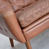 1970s, 3-seater Danish sofa, brown furniture leather with patina.