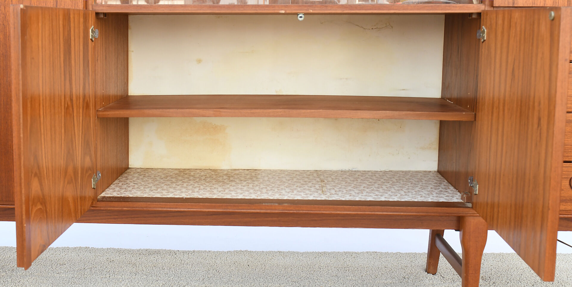 Scandinavian teak living buffet forming a showcase