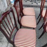 Lot oval table and 6 vintage chairs used