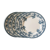 Set of 5 old blue flat plates H.B.&Cie