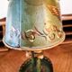 Metal bouillotte lamp, Empire style, green metal shade.