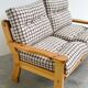 Vintage Two-Seater Pine Sofa with Original Checked Upholstery, 1970s