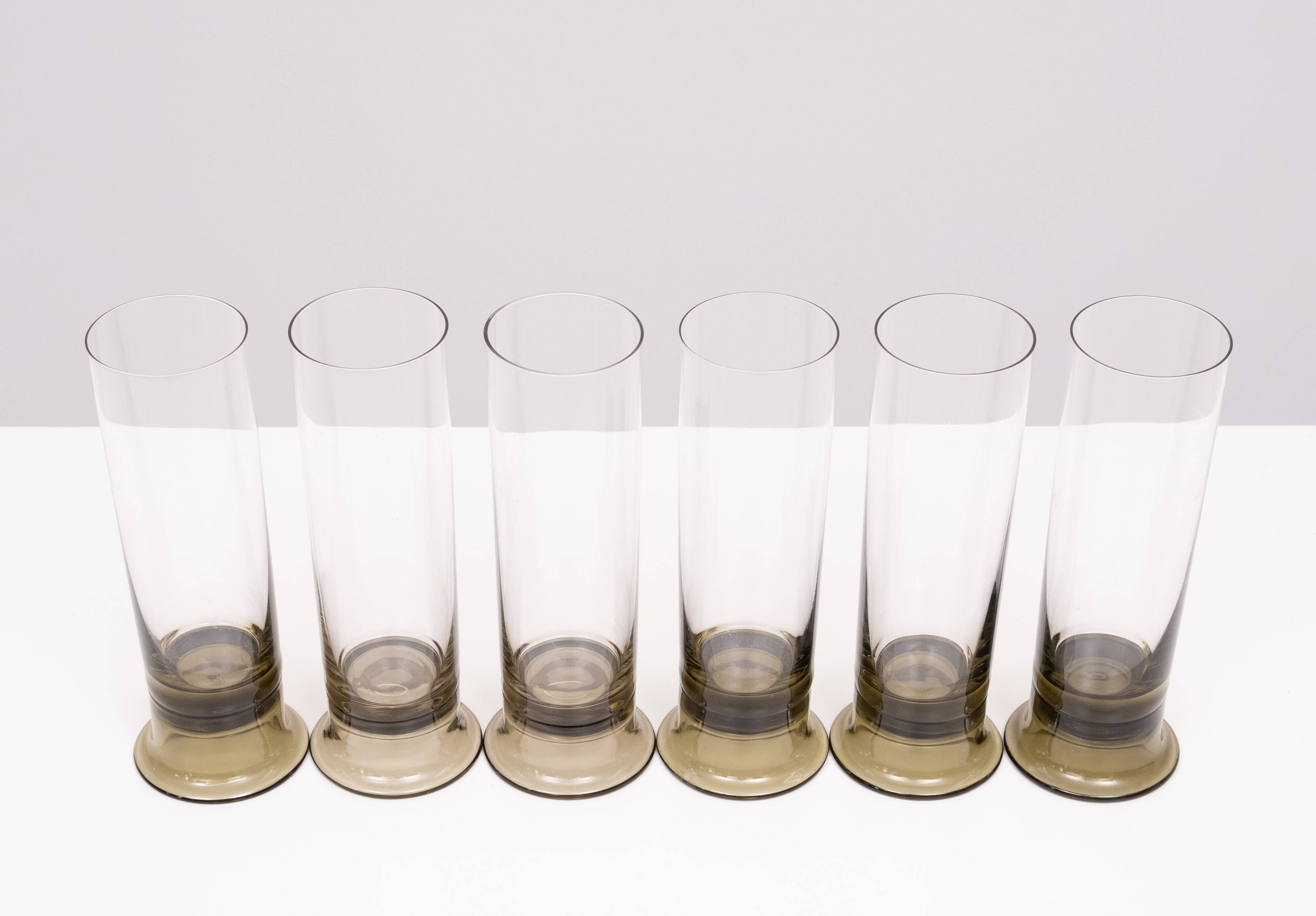 Set of Six Smoked Glass Beer Glasses by Rosenthal, 1970s