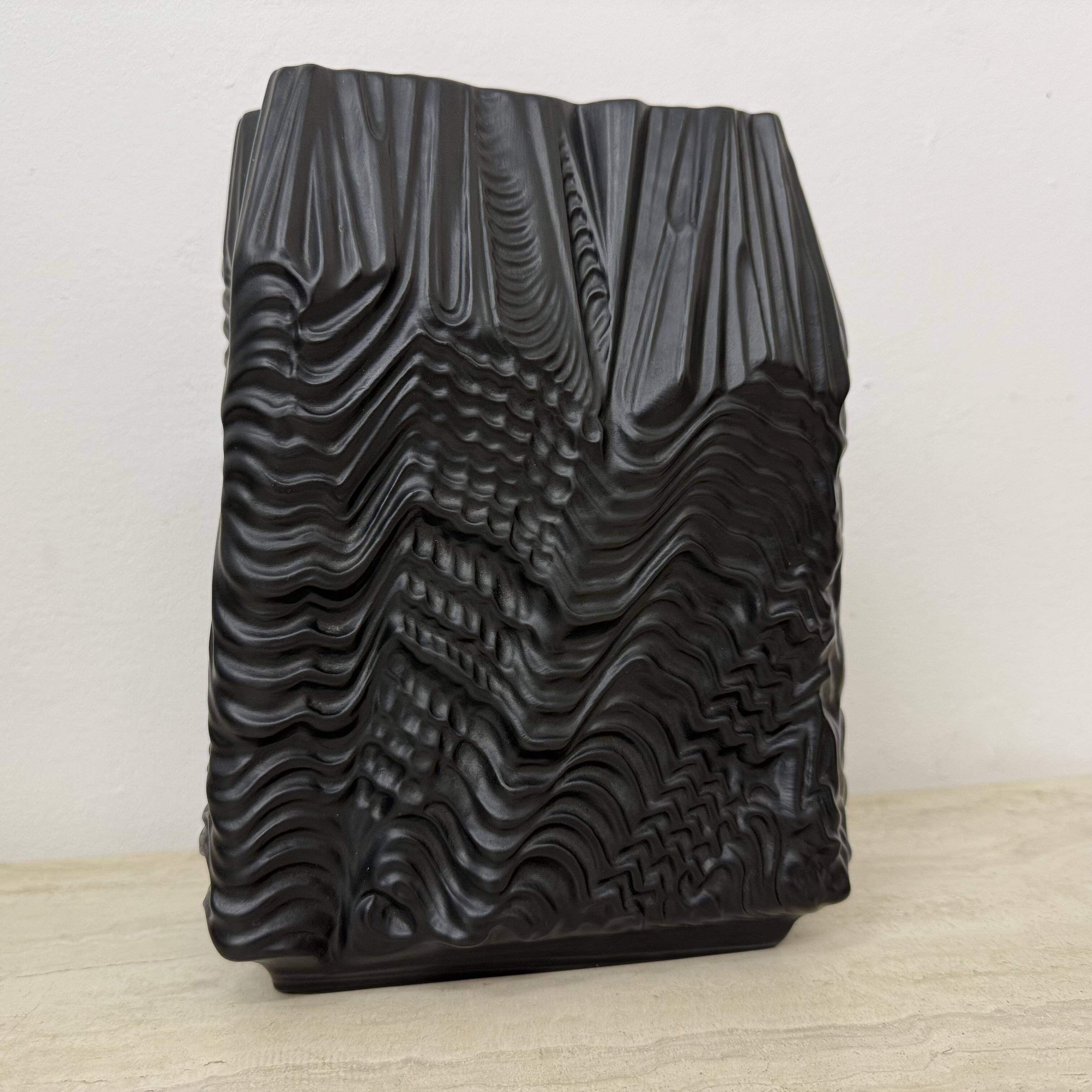 Rare Large Porcelain Rare Black ‘Kaskade’ Vase Martin Freyer for Rosenthal