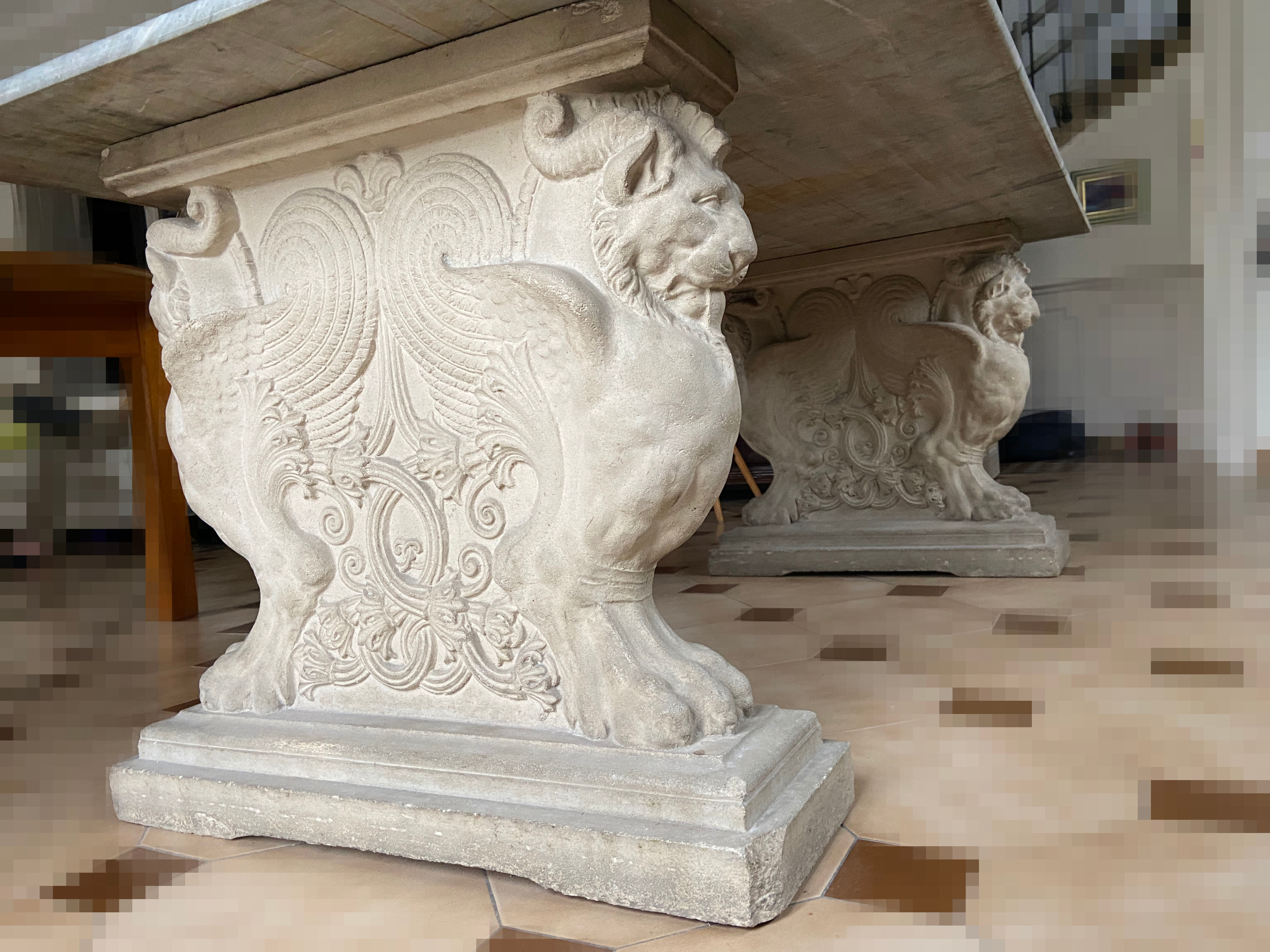 Jean-Charles Moreux style marble and stone table