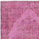 Vintage Handmade Turkish Wool Area Rug Overdyed in Pink for Contemporary Interiors