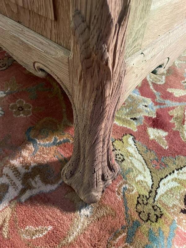 Two-body sideboard in solid oak, Art Nouveau period