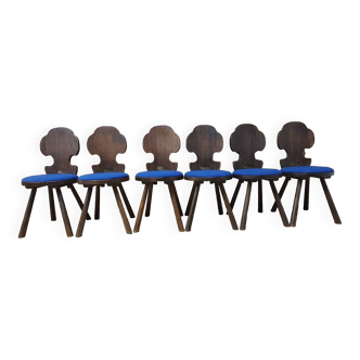 Set de 6 chaises bistrot  brutaliste 1960