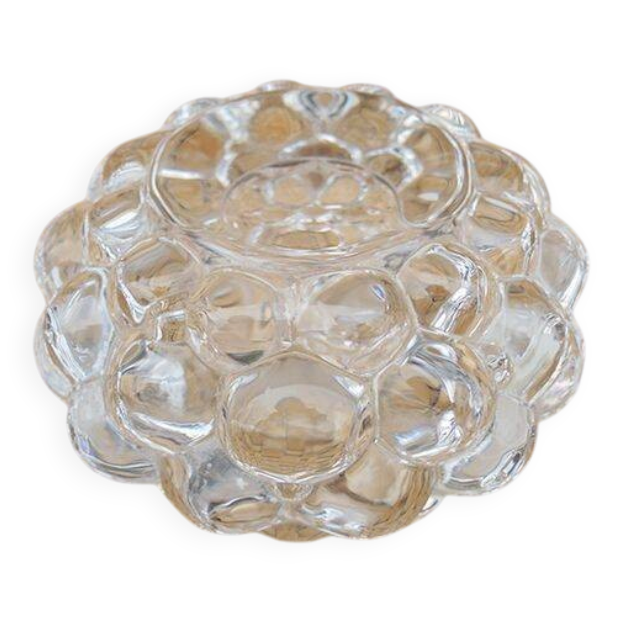 "Raspberry" Crystal Candle Holder by Orrefors