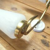 Double wall sconce in brass, porcelain and speckled glass 1950