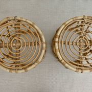 Paire de tabourets en rotin, vers 1960