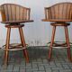Pair of bamboo bar stools full canned colonial style 1960