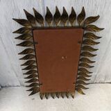 Vintage gold metal mirror with leaves from the 1950s.